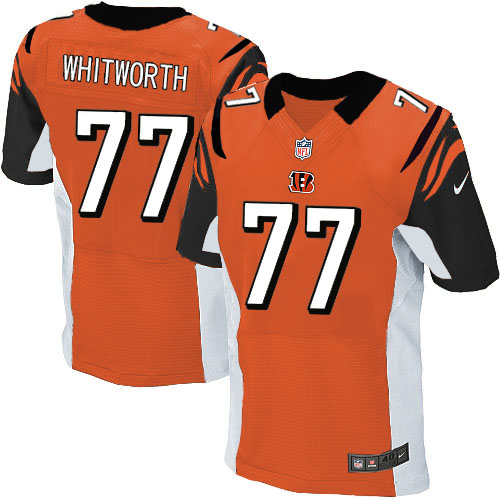 Men's Elite Andrew Whitworth Nike Jersey Orange Alternate - #77 NFL Cincinnati Bengals